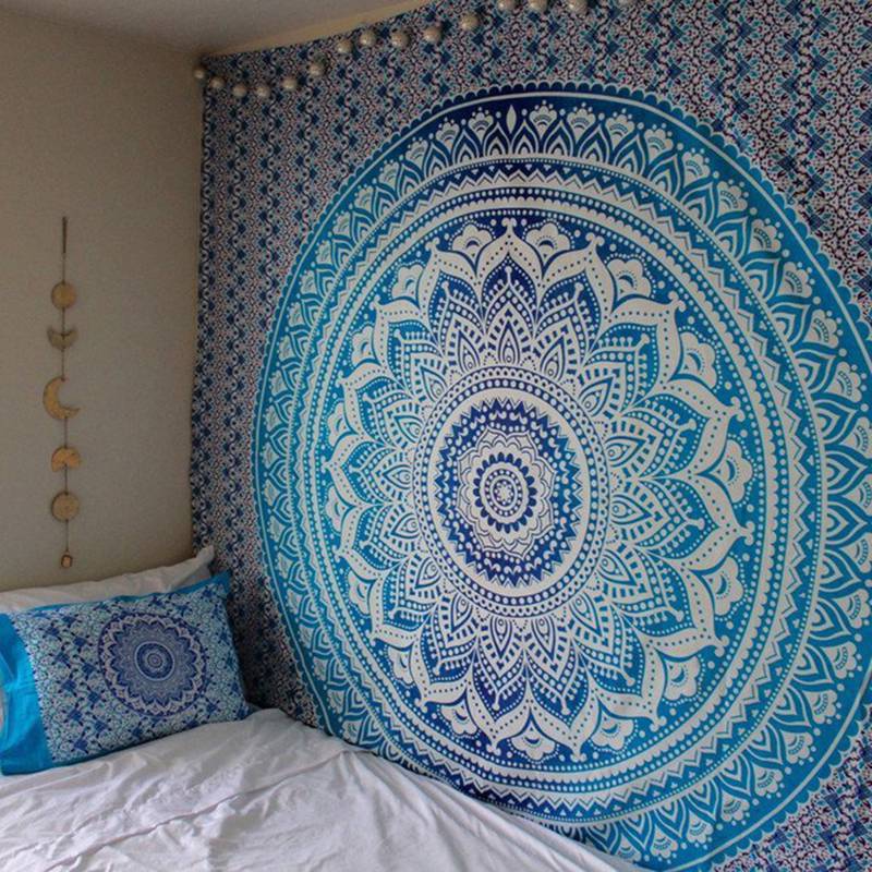 Indien Mandala Wandteppich Hängen Macrame Wand Tuch Wandteppiche Psychedelic Nacht Sky Mond Wandteppich Teppich: E / L