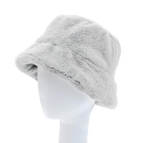 Faux pels vinter spand hat til kvinder pige solid fortykket blød varm fiskehætte udendørs ferie hat cap dame panama: Lysegrå