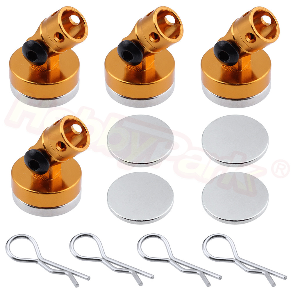 4x Sterke Magneet Stealth Body Bericht Mount Shell Kolom voor RC Auto Drift Op Road Afstandsbediening Auto 1/10 Schaal modellen Onderdelen: Golden 3253