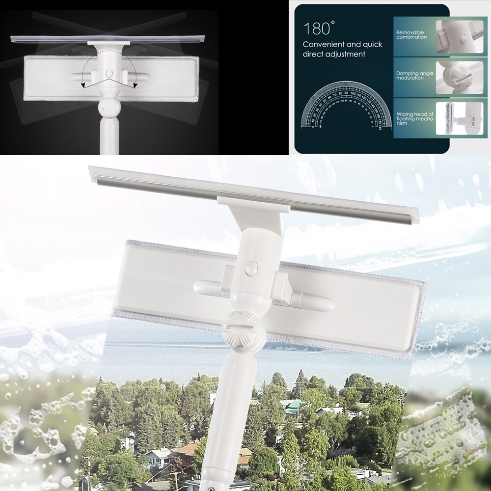 SDARISB Window Squeegee Microfiber Extendable Window Scrubber Washer Cleaner Tools 180 Rotatable Cleaning Brush for High Window