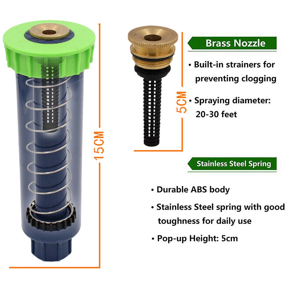 Garden Yard Lawn Plant Irrigation Sprinkler Head Watering Misting Spray Nozzle 3 Different Angle Automatic Retractable
