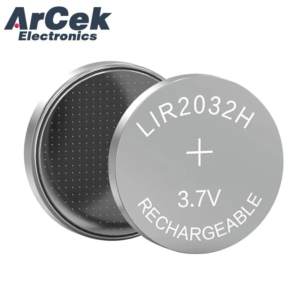 4 pces 70mah lir2032h com carregador para bateria recarregável 3.7v baterias de célula de botão de moeda de lítio para relógio chave do carro placa-mãe