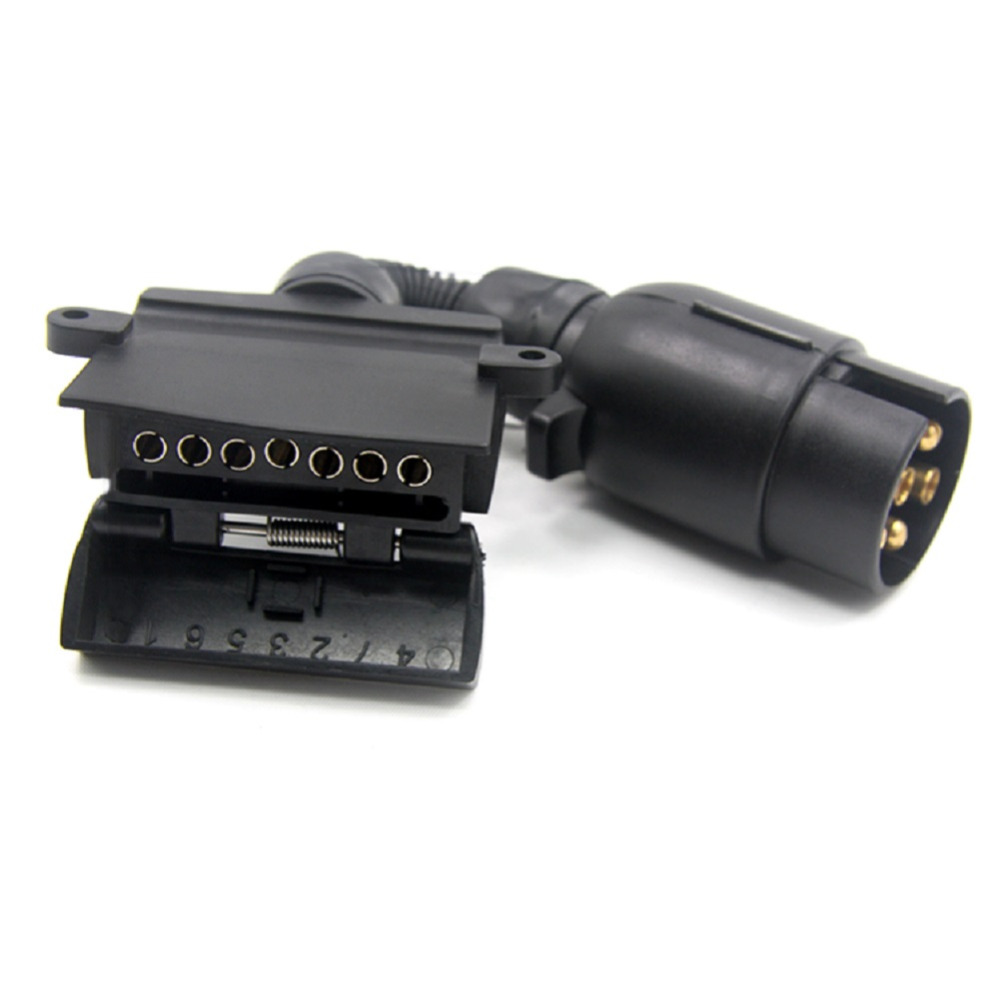 TIROL T21579b 7 Pin Plug Connector Trailer Boat Truck Car Adaptor 7 Pin Flat Socket to 7 Pin Large Round Plug