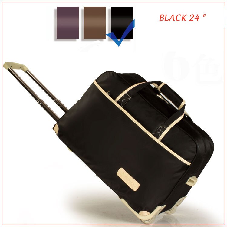 Neue Frauen Trolley Gepäck Roll Koffer Casual Verdickung Roll Fall Reisetasche auf Rädern Gepäck Koffer: Black 24