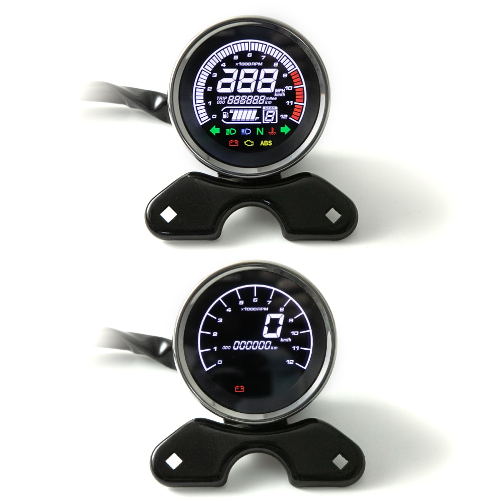 Multi-functional Gauges Instruments Motorcycle Digital Odometer Tachometer Fuel Level Speed Meter Indicator Led Round 12000rpm