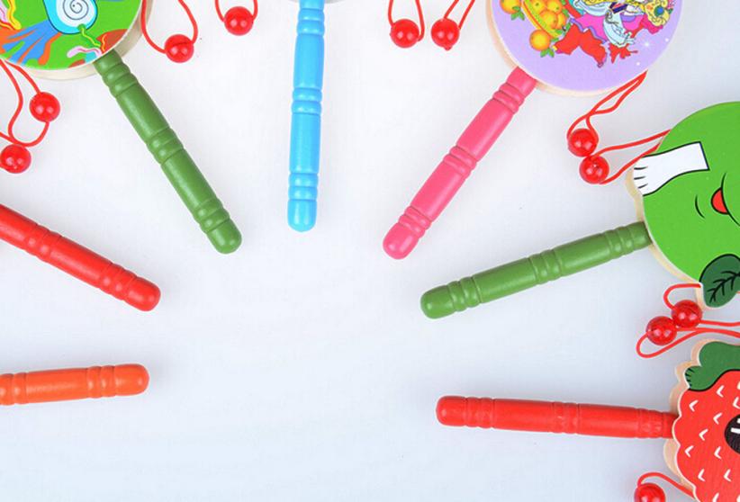 Holz Rassel Pellet Trommel Cartoon Musical Instrum... – Vicedeal