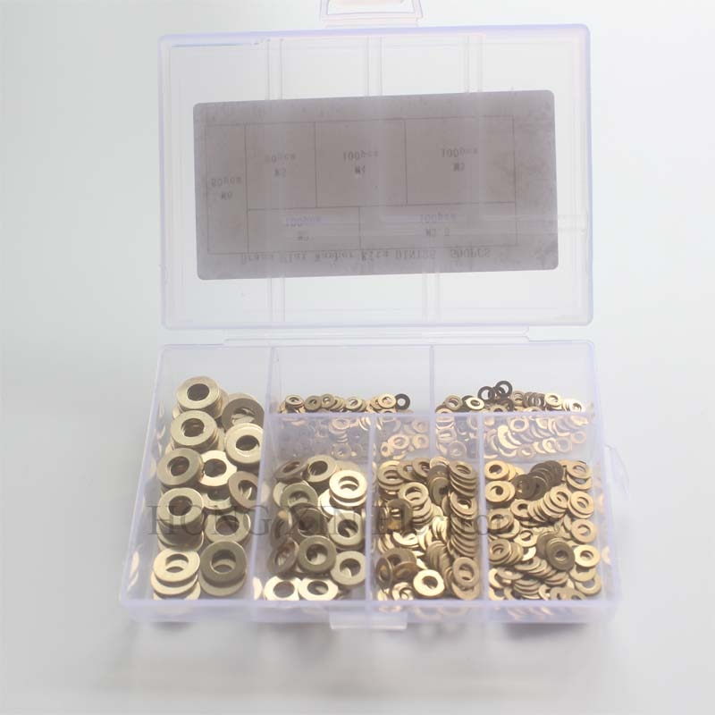 Juego de placas de mesón DIN125, ISO7089, M2, M2.5, M3, M4, M5, M6, arandela plana de latón, 500 unids/set