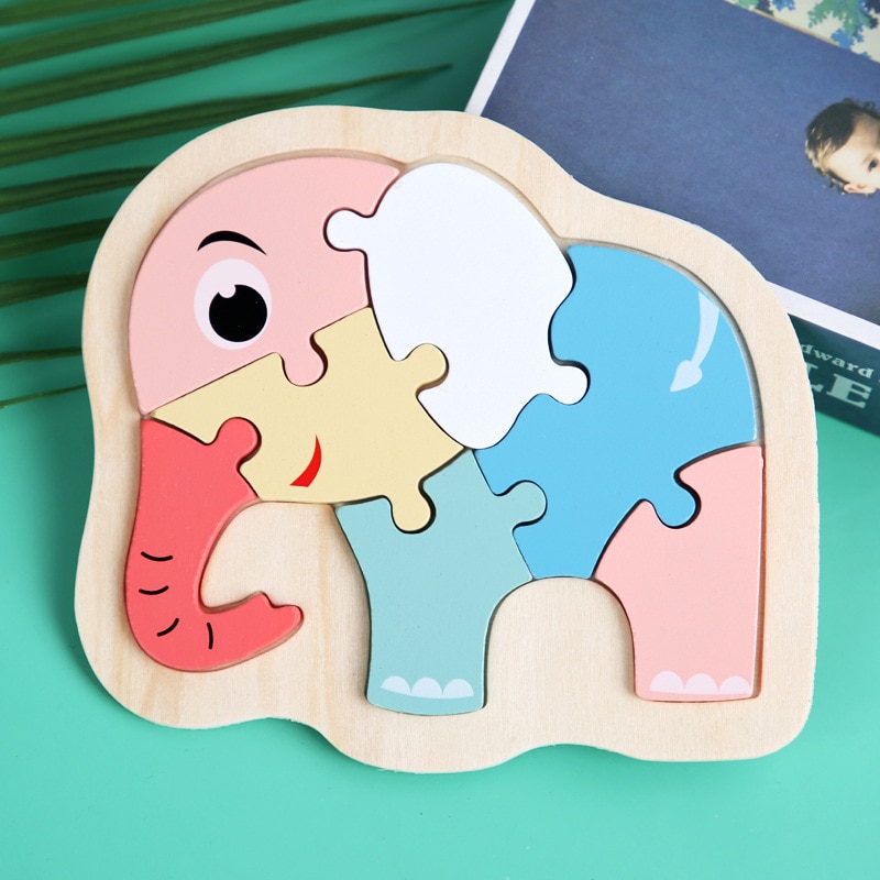 Children Puzzles Wooden Macaron Colorful Animal Jigsaw Puzzle Toys for Toddler Puzzle Early Educational Boys Girls 2-4: 14