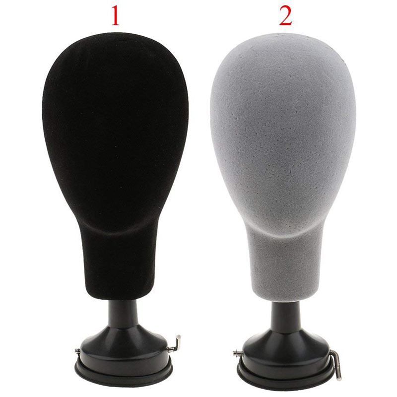 Polystyrol Schaum Mannequin Gesicht Modell Kopf Perücke Halfter Brillen Brillen Mit Basis Halterung-Schwarz, 35cm