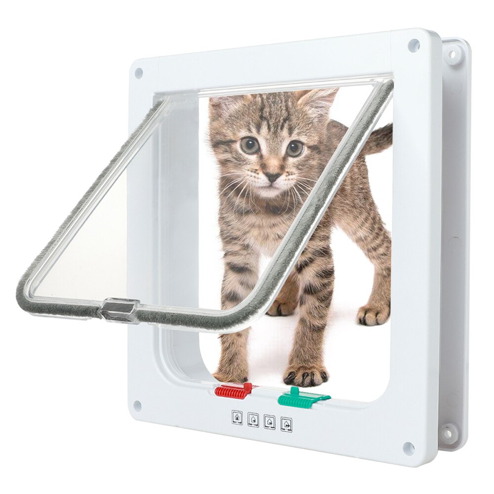 Smart Cat Door Magnetic Pet Door With 4 Way Lock Flap Kitten Puppy Safety Gate Durable Locking Security For Dog Doors Supplies