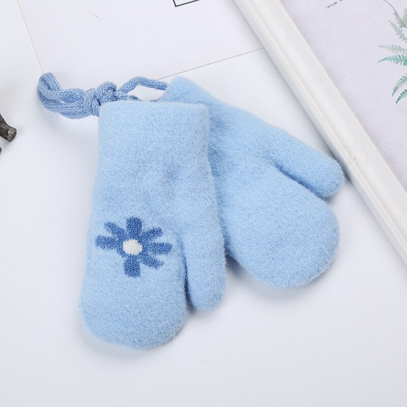 Balleenshiny Winter Warme Wanten Voor Kinderen Aged 0-3 Pluche Gebreide Halter Handschoenen Verdikte Kinderen Warme Outdoor Afdrukken Wanten