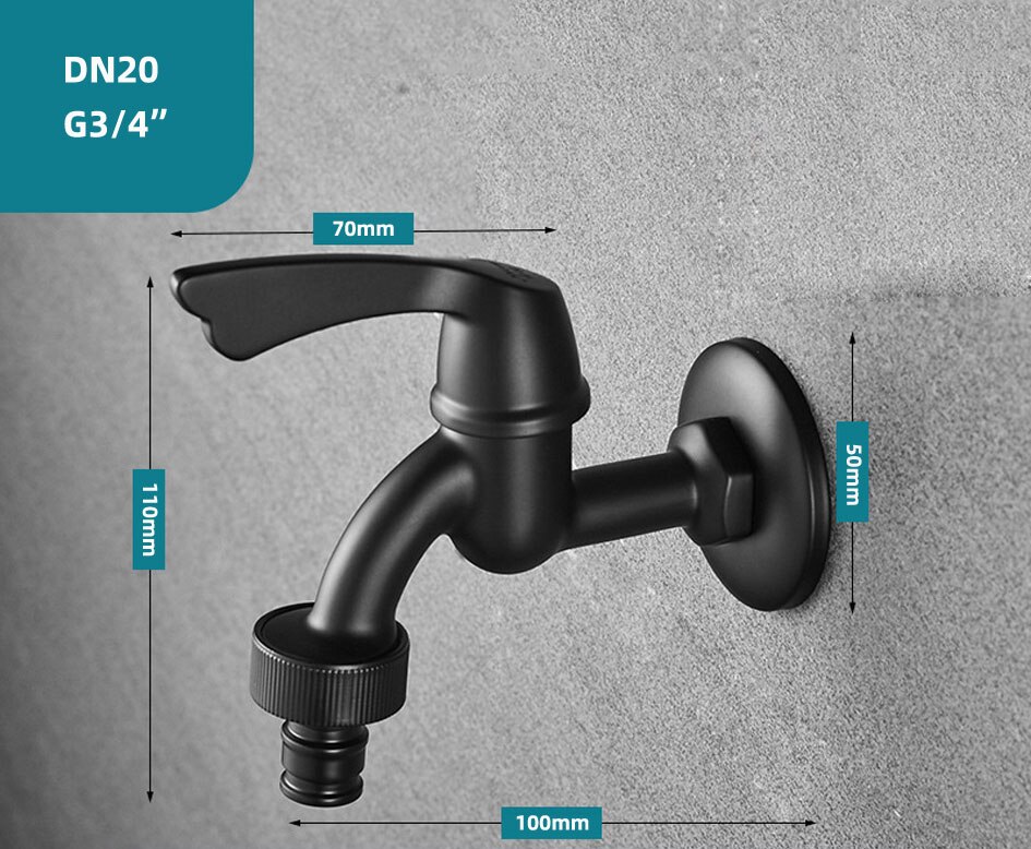 Wall Mounted Lengthen Washing Machine Tap Mop Pool Tap Black Color Garden Outdoor Water Modern Kitchen Bathroom Faucet: B