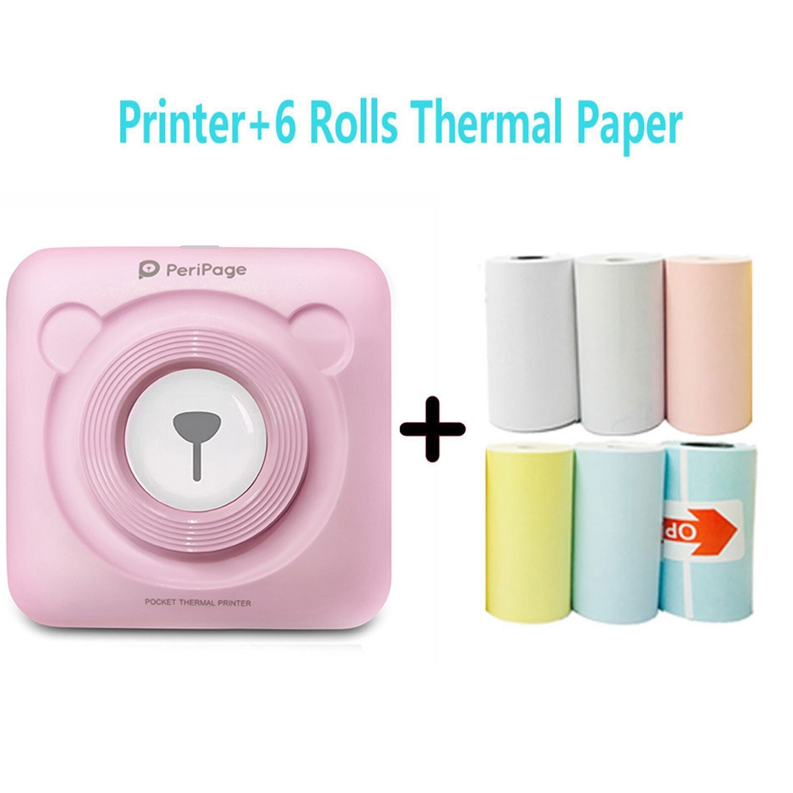 Mini Portable Thermal Printer Photo Pocket Photo Printer Thermal Bluetooth Printer 58mm Mini Wireless POS Image Photo For Phone: Pink
