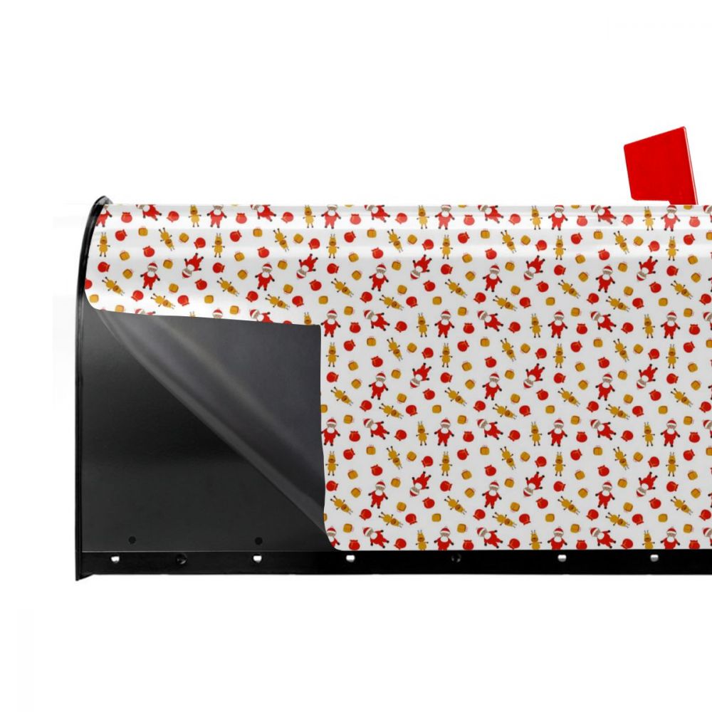 Lots Of Santas Pattern Mailbox Cover Happy Year Mailbox Wraps Magnetic Post Box Cover for Garden Yard