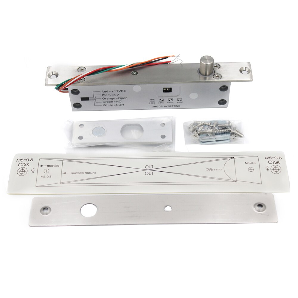 Electronic Door Lock Electric Mortise Bolt Lock NC/NO Fail Safe Secure Mortise lock 5/6 cables Time Delay Access