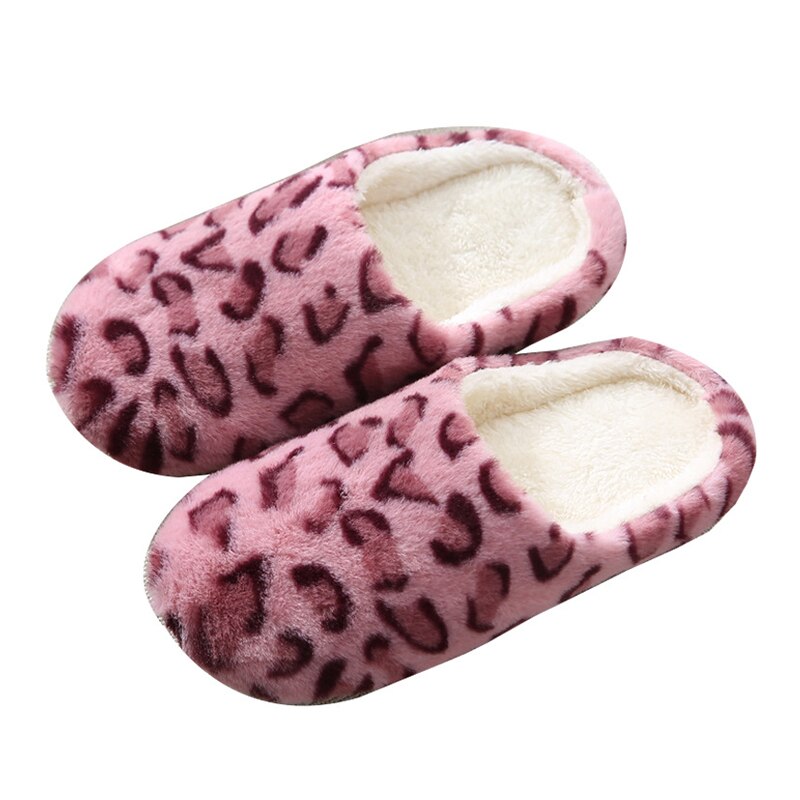 Zachte Bodem Thuis Slippers Vrouwen Luipaard Print Indoor Floor Slippers Non-Slips Schoenen Voor Slaapkamer Huis Warm Vrouw Slippers: Pink / 36-37