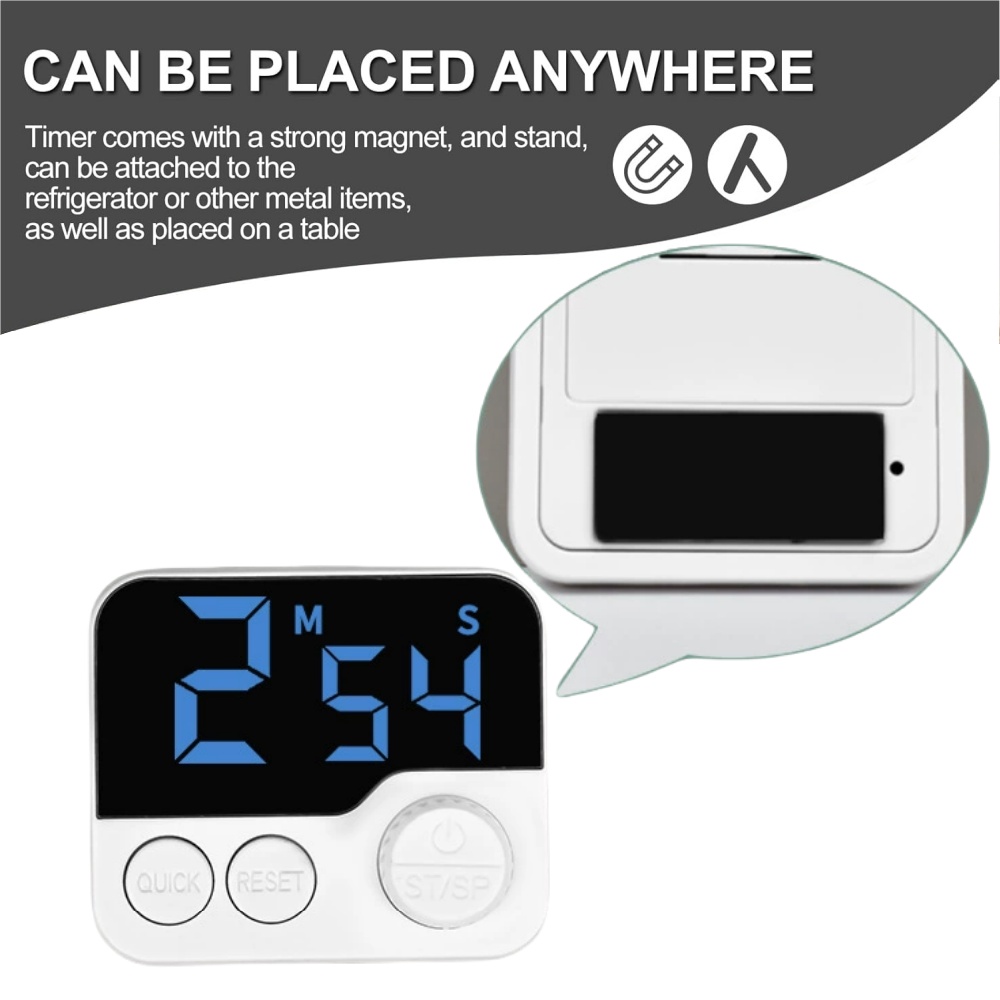 Rotate Digital Visual Timer for Kitchen & Study，100min Study&kitchen Cute Egg Timer with Magnetic Back for Shower Yoga Oven