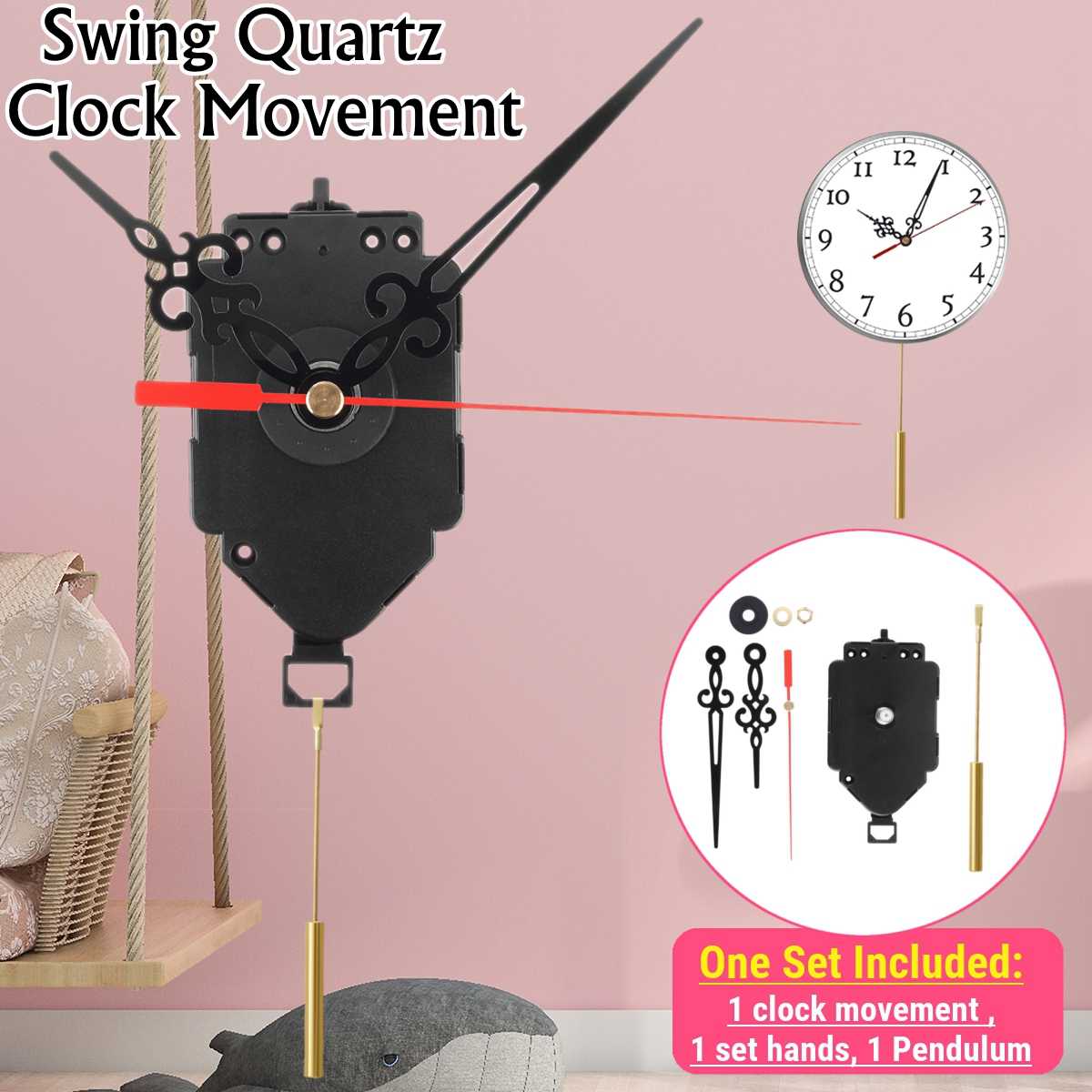 Reloj clásico de péndulo largo, mecanismo de reparación de movimiento, piezas DIY, reloj de pared, Motor, accesorios para el hogar, reloj de cuarzo