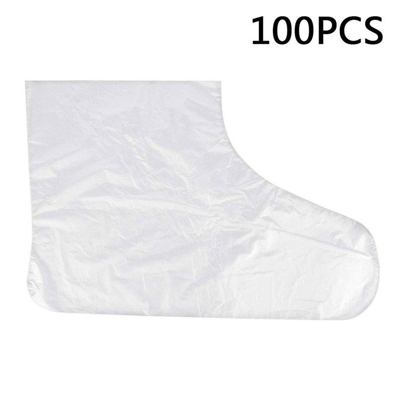 Cubiertas desechables para Pie de plástico, cubiertas transparentes para zapatos, cera de baño de parafina, bolsas de terapia de Spa, botines con forro para el cuidado de los pies, 100 Uds.