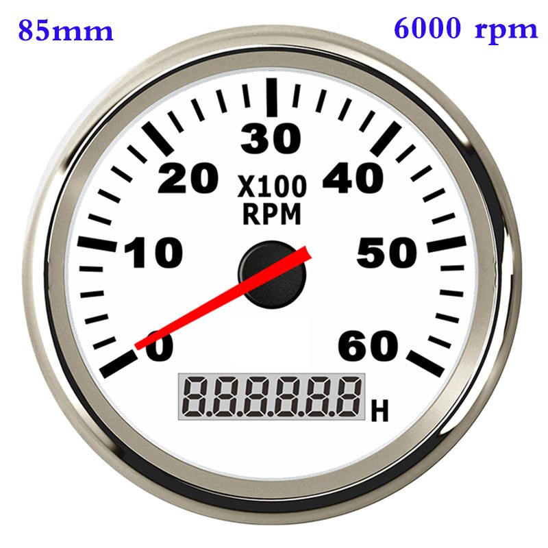 6000 Rpm 8000 Rpm Boot Toerenteller Sensor Tacho Urenteller Gauge Lcd Urenteller 12V/24V 85Mm auto Toerenteller Voor Marine Accessoires