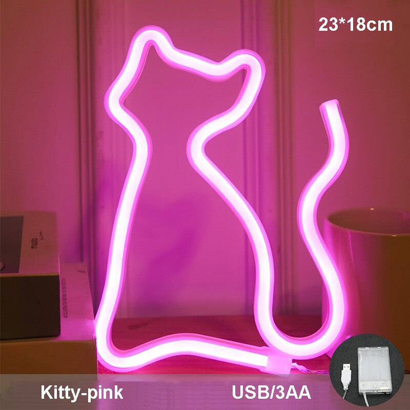 Neon Sign Behang Computer Kamer Muur Display Opknoping Sfeer Verlichting Tekenen Slaapkamer Werkruimte Desktop Decoratie Lampen: Kitty pink