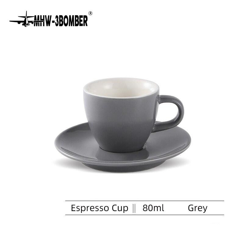 MHW-3BOMBER Espresso Cup 80ml Ceramic Porcelain Drip Coffee Lungo Ristretto Accessories Barista Tools Reusable V60 Coffee Cup: Grey