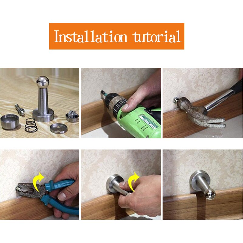 Lengthen Stainless Steel Magnetic Sliver Door Stop Stopper Holder Catch Floor Fitting With Screws For Bedroom Family Home Etc