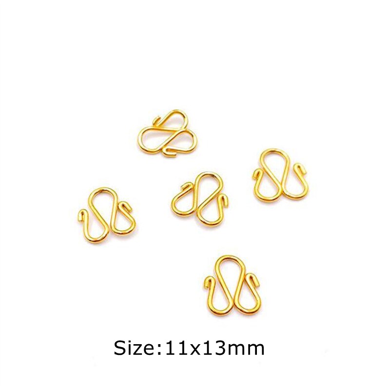 20 sztuk ze stali nierdzewnej S W kształt naszyjnik Diy zapięcie haki 13x7mm 11X13mm złoty kolor koniec zapięcie na bransoletkę tworzenia biżuterii znalezienie: Gold 11x13mm