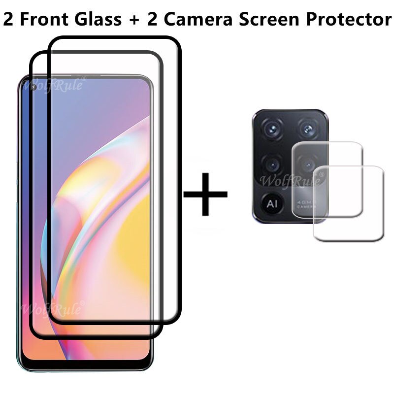 4-In-1 Voor Oppo Reno 5 Lite Glas Voor Reno 5 Lite Gehard Glas Hd Volledige Beschermende screen Protector Voor Reno 5 Lite Lens Glas: 2 Glass and 2 Lens