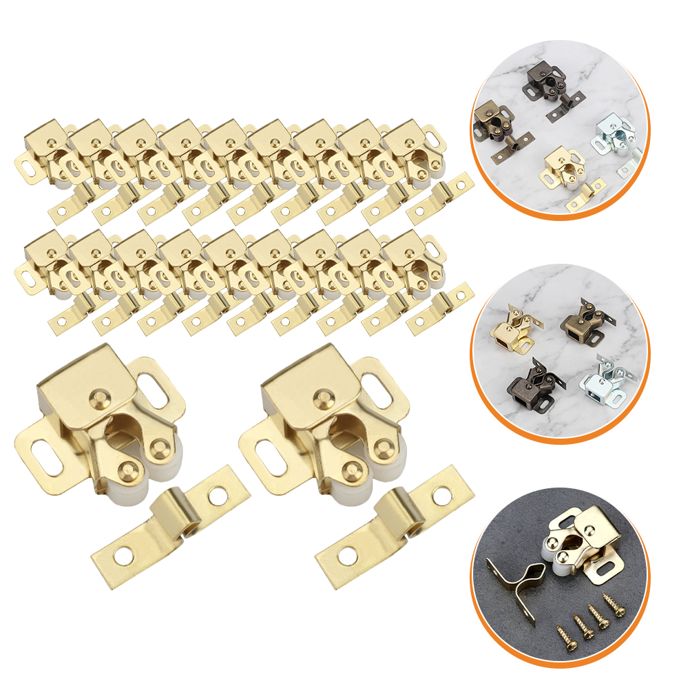 20 Pcs Cold Rolled Steel Double Roller Latch Door Catch Cabinet Closures Rv Cabinet Latches Hardware Storage Locker Wardrobe