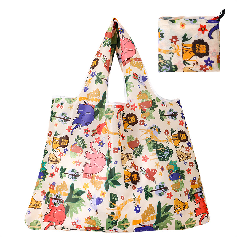 Foldable Shopping Bag Waterproof Travel Portable Storage Bag Beach Bag Supermarket Grocery Folding Pouch Shopping Bag: Yellow