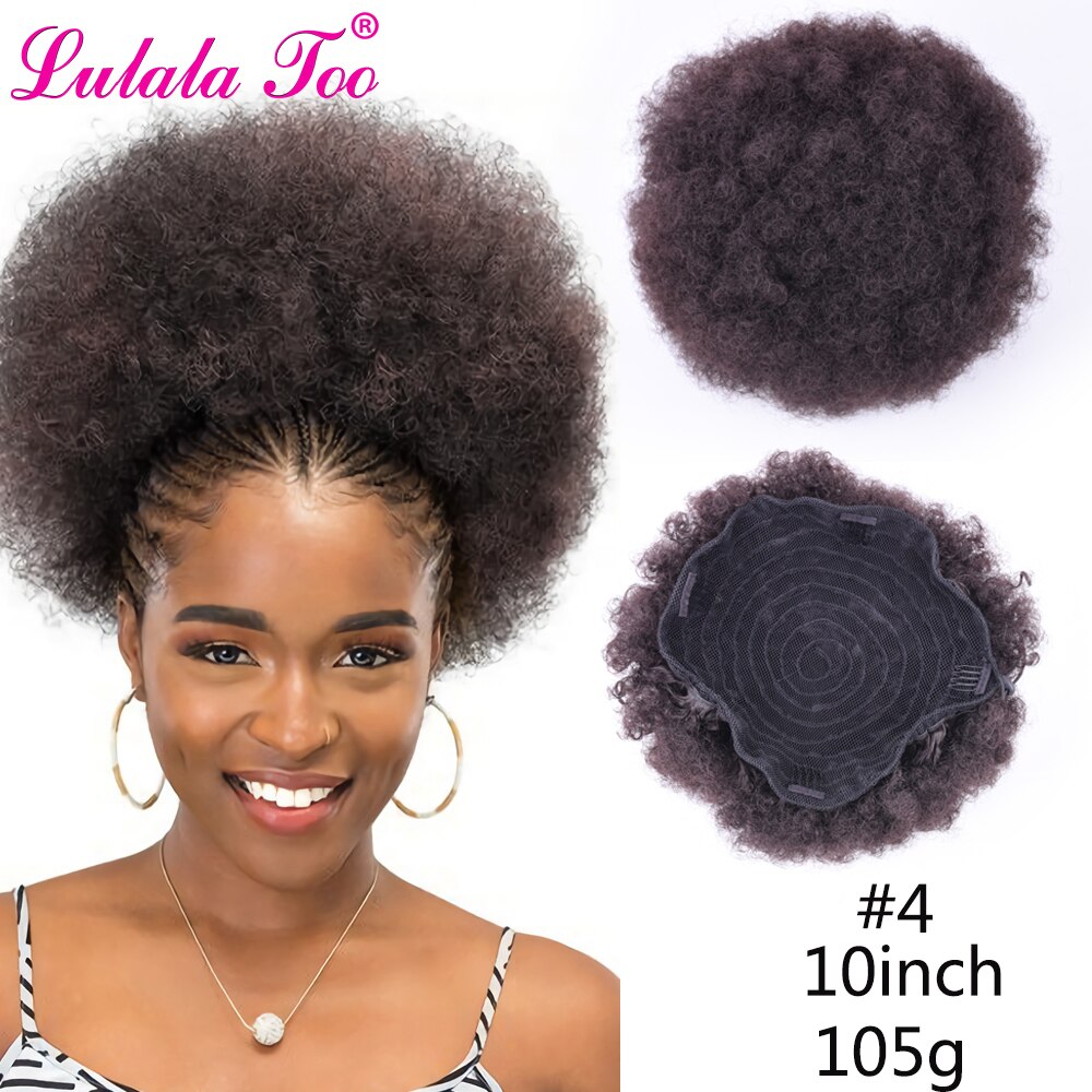 Extension chignon cheveux crépus, postiche synthétique afro, coiffure boule frisée, fixation par clips, 8 pouces: 10 inch color 4