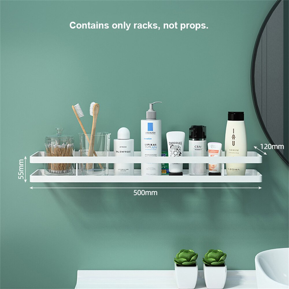 Nordic Bathroom Shelves No Punching Strong Load-bearing Sundries Storage Rack Multifunctional Kitchen Spice Bottle Organizer: 50cm