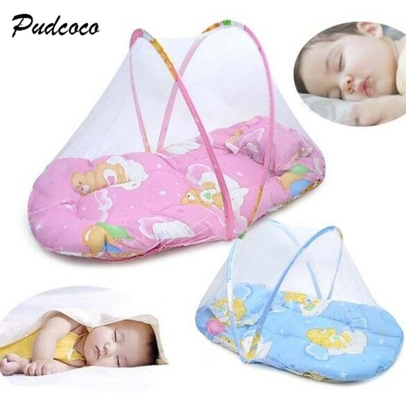 Brand Draagbare Opvouwbare Baby Kids Baby Bed Dot Rits Klamboe Tent Wieg Slapen Kussen Inklapbare Draagbare
