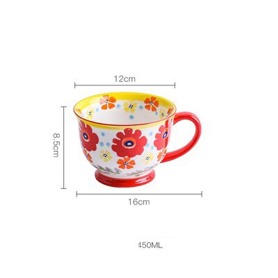Bol à gruau, bol à céréales, bol à petit-déjeuner en relief, tasse à café en céramique peinte à la main, tasse à céréales populaire créative: C016