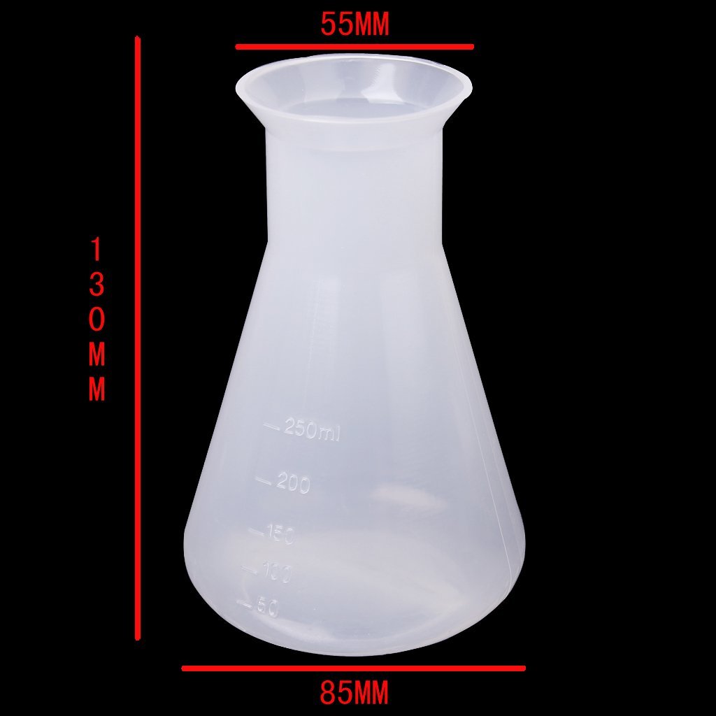 Betaalbare plastic transparante laboratorium chemische erlenmeyerkolven container fles  - 250 ml