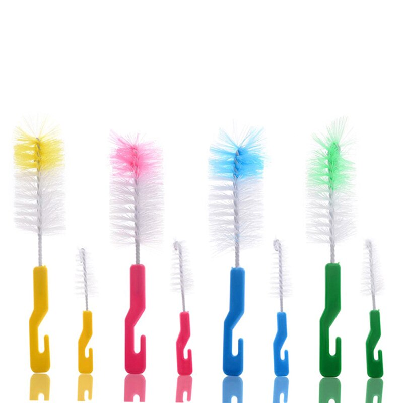 Ensemble de brosses de nettoyage à tige droite, pour biberons, mamelon, poils en Nylon, tasse