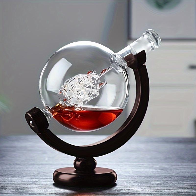 Carafe à whisky Globe, aérateur de vin, ensembles de verres à l'intérieur du cristal avec support en bois fin, carafe à liqueur pour tasse à Vodka, accessoires de Bar