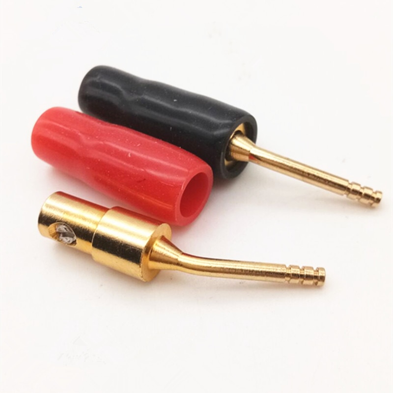 4pcs/lot 2MM Banana Plug 24K Gold Plated Copper speaker Cable Pin Angel Wire Screws Lock Connector + PVC rubber For Musical HiFi
