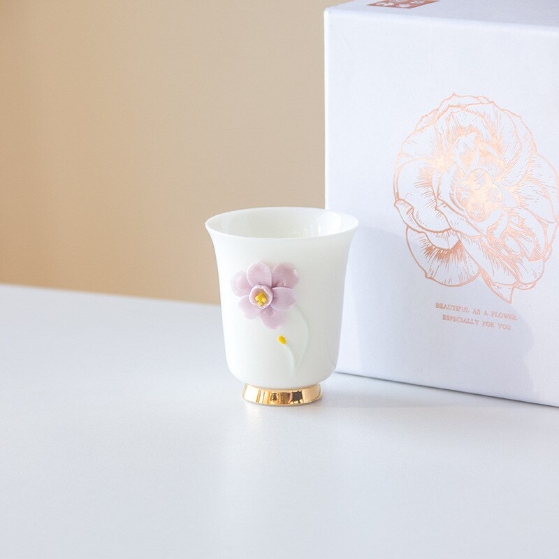 High-end Handmade Pinch Flowers Ceramics Personal Master Cup Household Puer Kung Fu Teaset Tea Ceremony Drinkware Packaging: 08