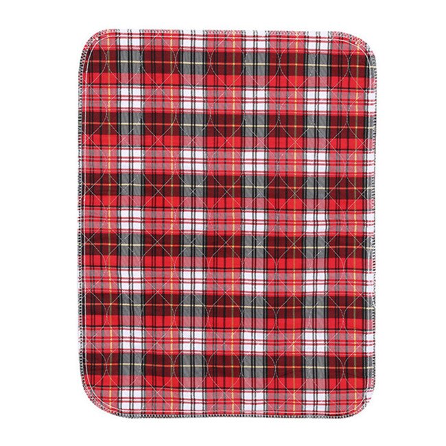 3Layers Urine Mat Reusable Adult Diaper Insert Liners Cloth Baby Nappy Diaper Pad Washable Thicken Elder Incontinence Urine Mat: Red Plaid 45x60cm