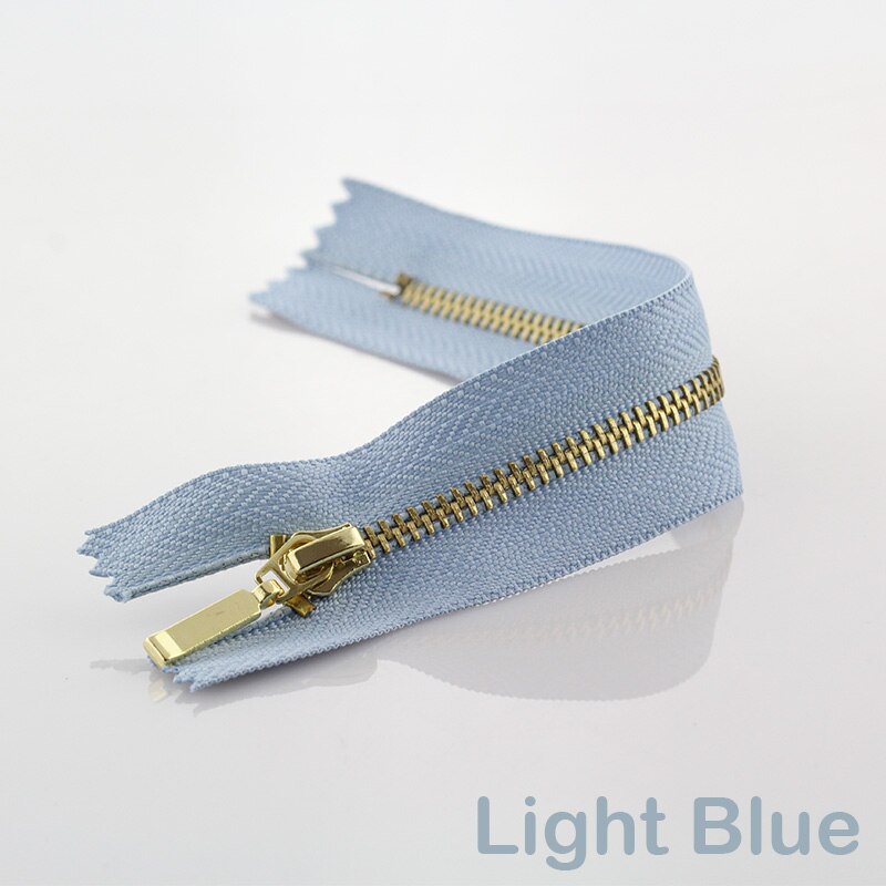 3Pcs 3 #15Cm Metalen Rits Messing Close-End Auto Lock Kleding Voor Naaien Ritsen: Light Blue