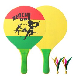 Strand Paddle Bal Game Set Strand Paddle Badminton Racket Indoor En Outdoor Badminton Spel Battledore Voor Kinderen Tieners-40: Yellow