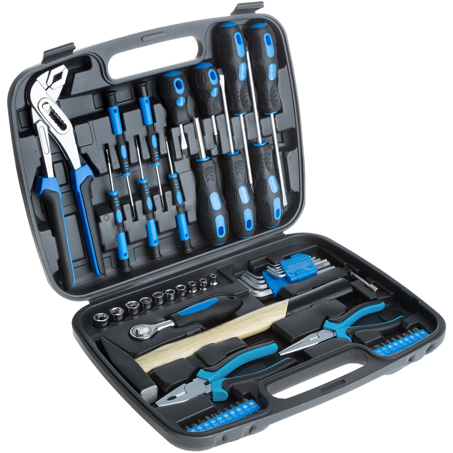 Tectake Tool Set-Tool Set Met Aktetas, Staal Tool Kit Met Licht Koffer, Workshop Gereedschapskist, stevige Stalen Borst Uitgerust,
