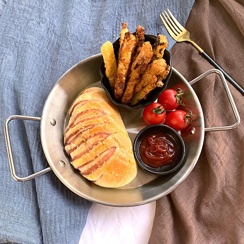 Paella Pot Spanish Seafood Rice Pot Stainless Steel Double Handle Pans Home Cooking Pot For Kitchen Cookware