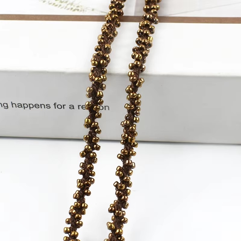 1/2/4/8M 5mm Kralen Kant Trim Lint Glas Kraal Koord Gordijn Trouwjurk decoratieve Ketting Portemonnee Veters Kleding Rand Versieringen: Antiek Zilver / L