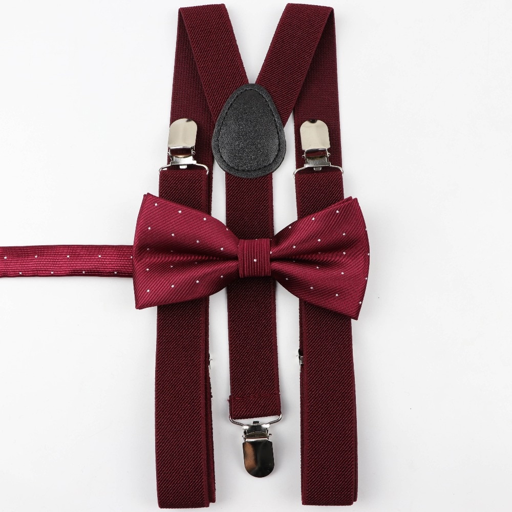 Einfarbig Mann der Gürtel Bowtie Set Männer Frauen Hosenträger Polyester Y-Back Hosenträger Stern Silber Punkt Fliege einstellbare Elastische
