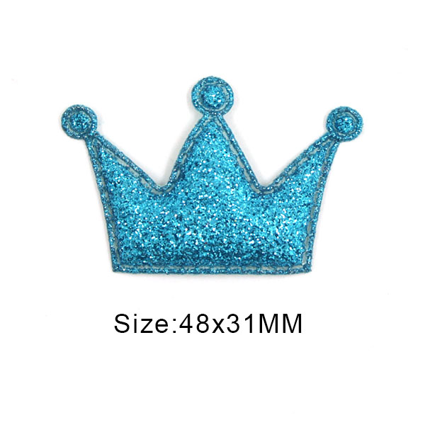 50 Stuks Glitter Gewatteerde Patches Kleurrijke Crown Bling Applicaties Sequin Patches Voor Kleding Diy Hoofddeksels Accessoires Bruiloft Decor: Big Blue Crown