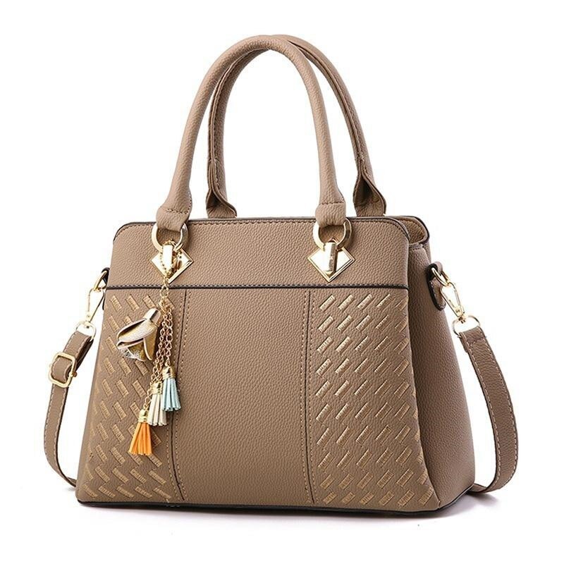 Bolsos de mano de piel sintética para mujer, bandoleras femeninas de estilo informal, de colores sólidos, estilo mensajero sencillo: Khaki2