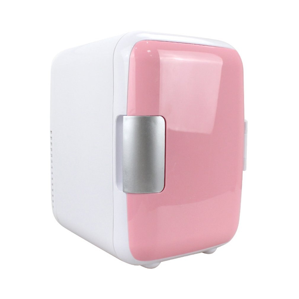 4l geladeira carro mini frio e quente pequeno frigorífico casa de carro duplo-uso pequeno dormitório doméstico geladeira: Car use pink